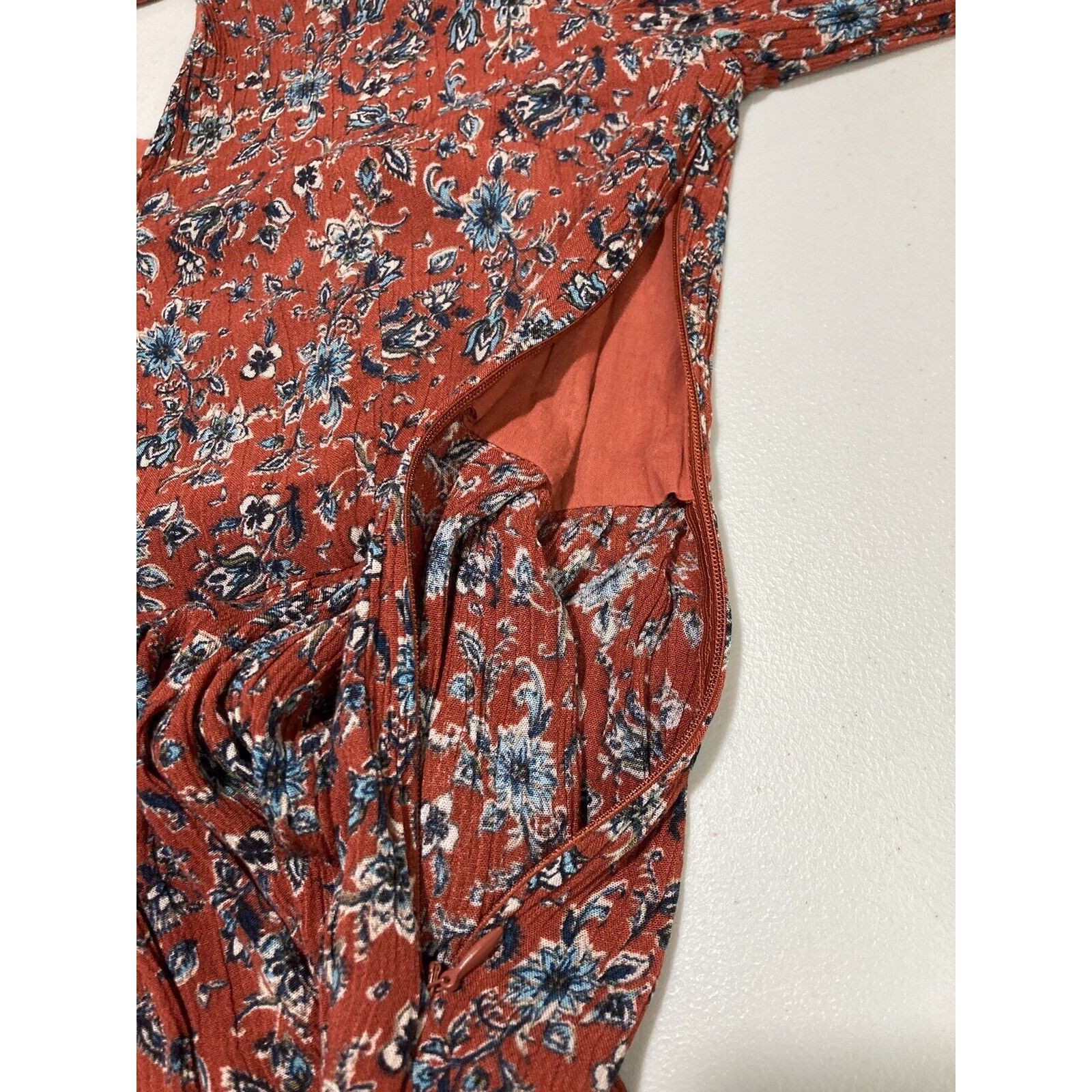 Nectar Clothing Red Floral Long Sleeve Midi Dress Size Small Euc — image 7 of 8